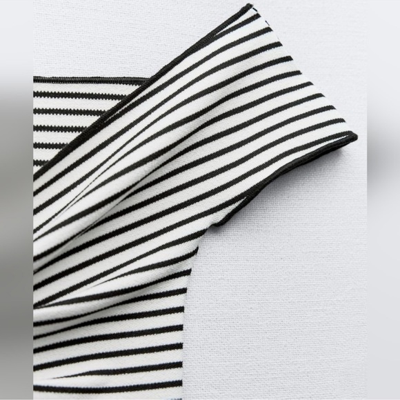 Zara Striped Off the Shoulder Tube Dress - Picture 7 of 11